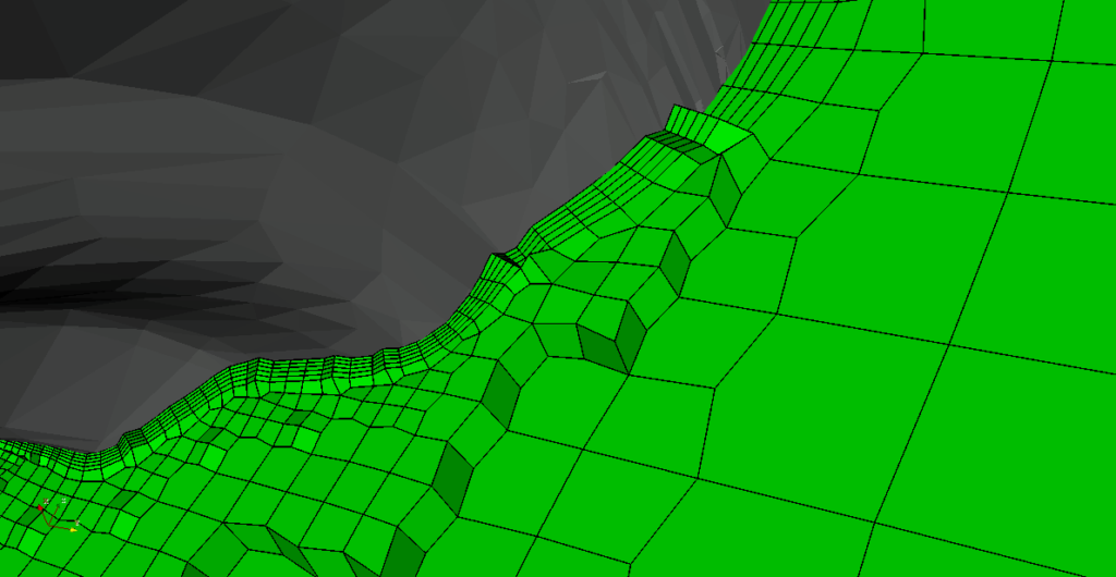 Hexahedral mesh for a truncated circular cone (also part of the model