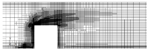 Final mesh adapted to reduce the discretisation error. It is mostly refined around feature edges. 