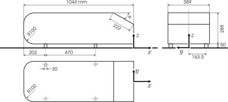 Ahmed body dimensions
